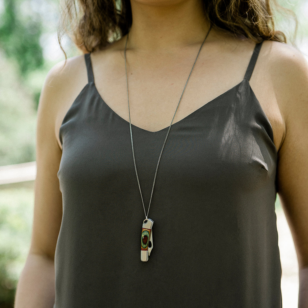 Rainbow Wood Knife Necklace