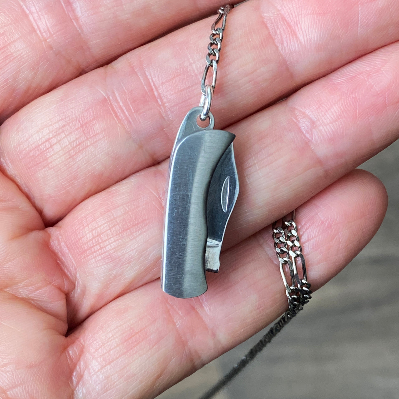 Long Y-Drop Knife Necklace Silver