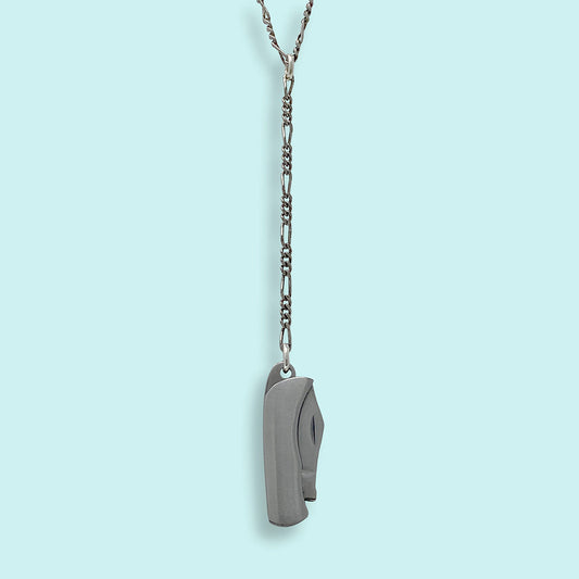 Long Y-Drop Knife Necklace Silver