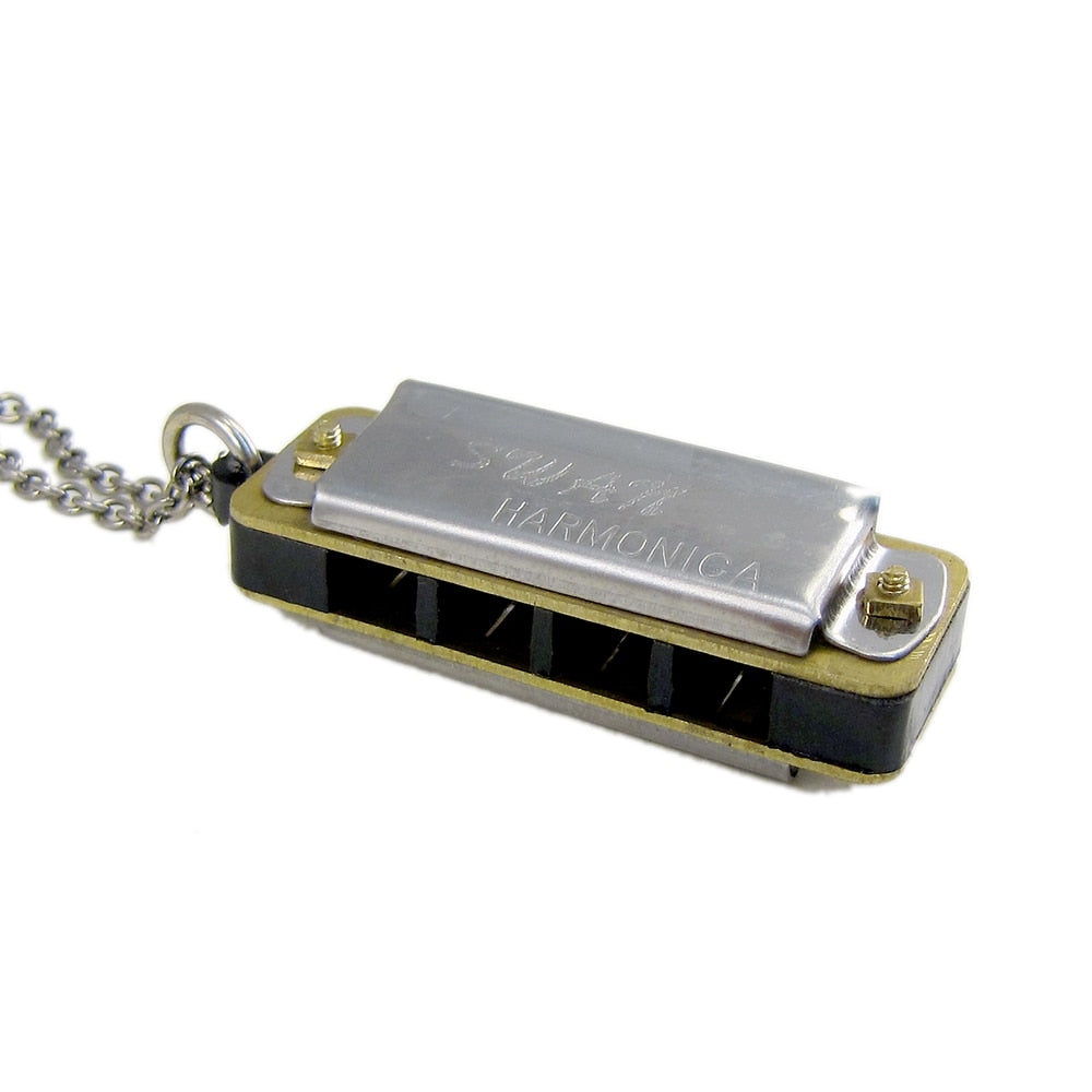 Silver Harmonica Necklace