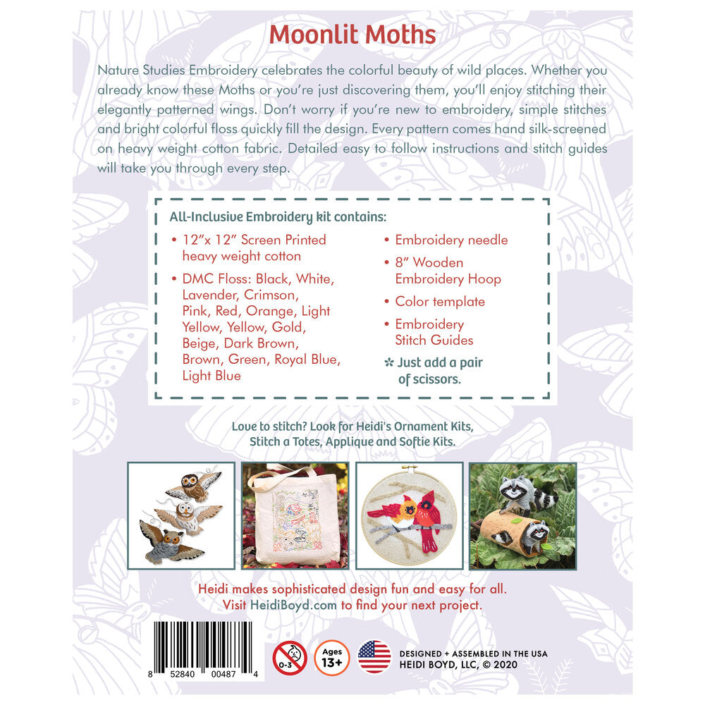 Nature Studies Embroidery Kit - Moonlit Moth