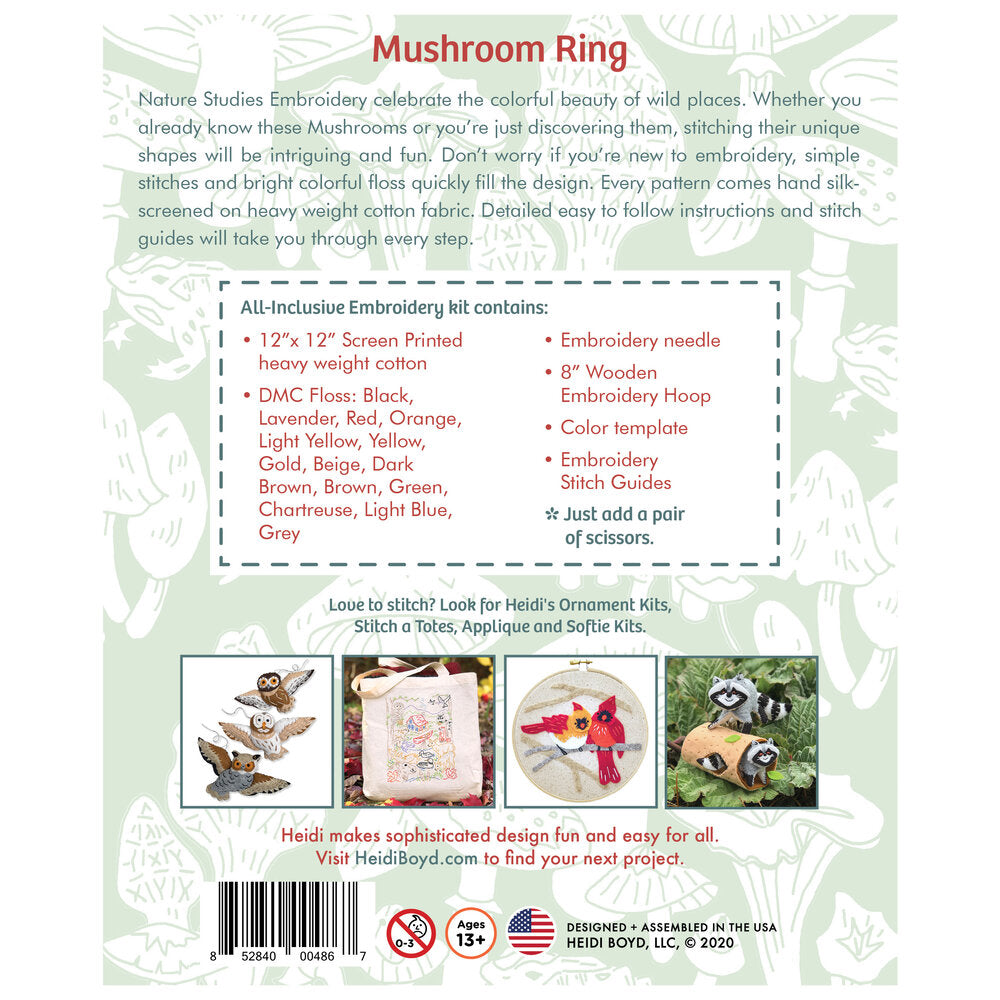 Nature Studies Embroidery Kit - Mushroom Ring