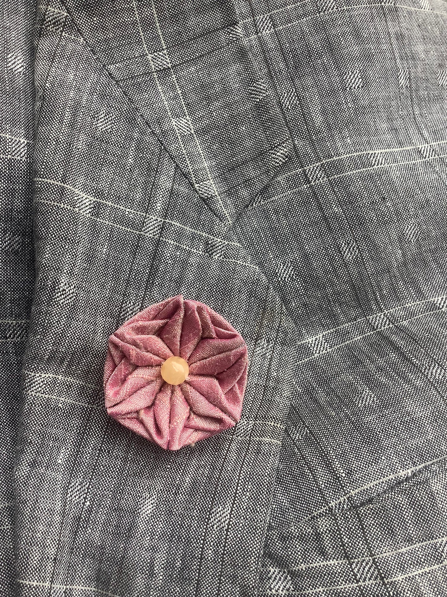 Dupioni Silk with Yellow Jade Kanzashi Pin