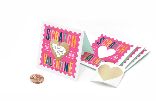 Pink Stamp Scratch-Off Valentines 18pk