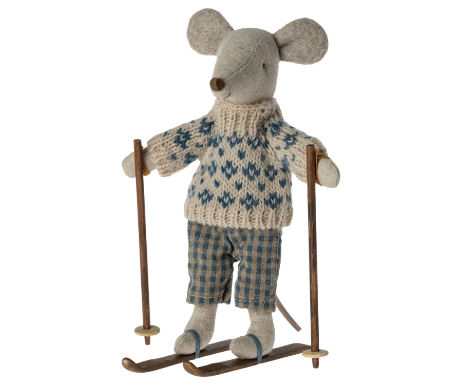 Dad Winter Mouse With Ski Set