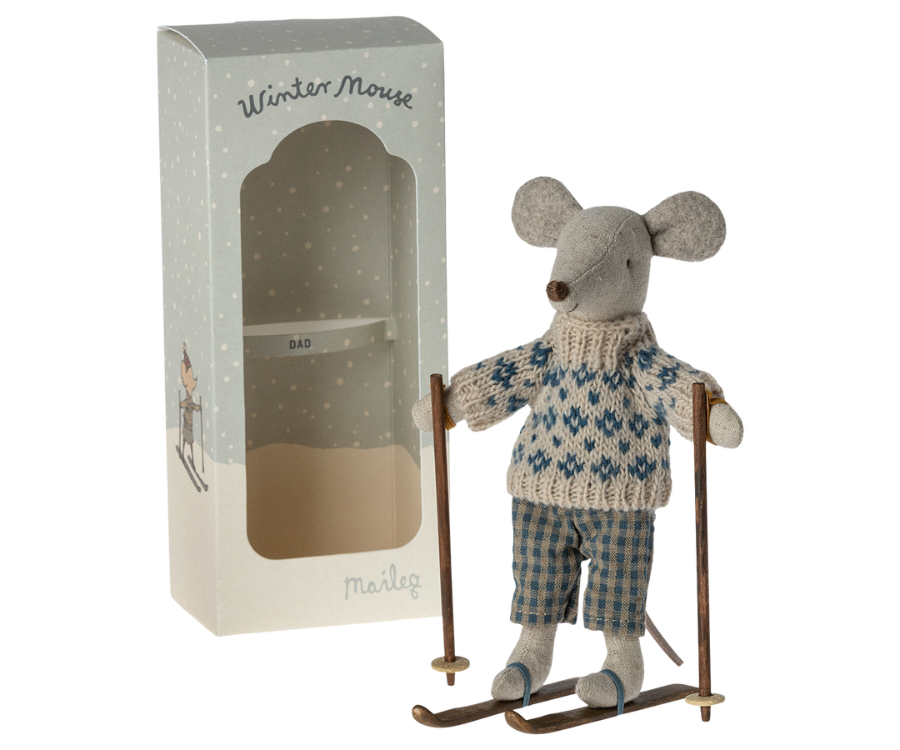 Dad Winter Mouse With Ski Set