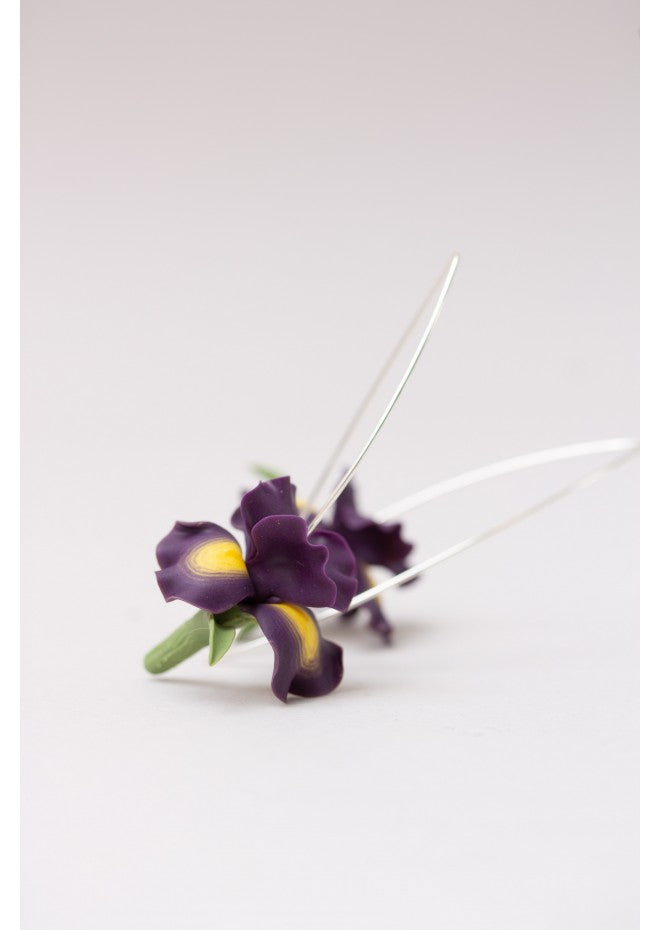 Purple Iris Drop Earrings