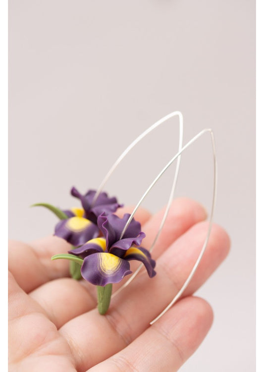 Purple Iris Drop Earrings