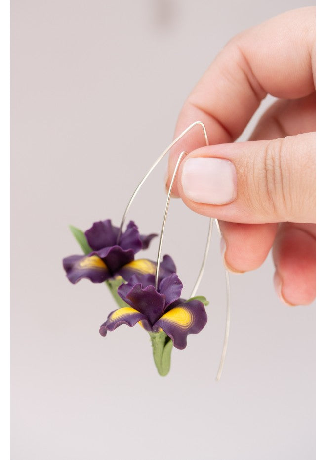 Purple Iris Drop Earrings