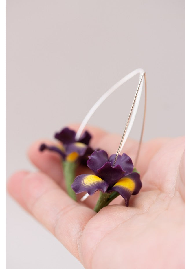 Purple Iris Drop Earrings