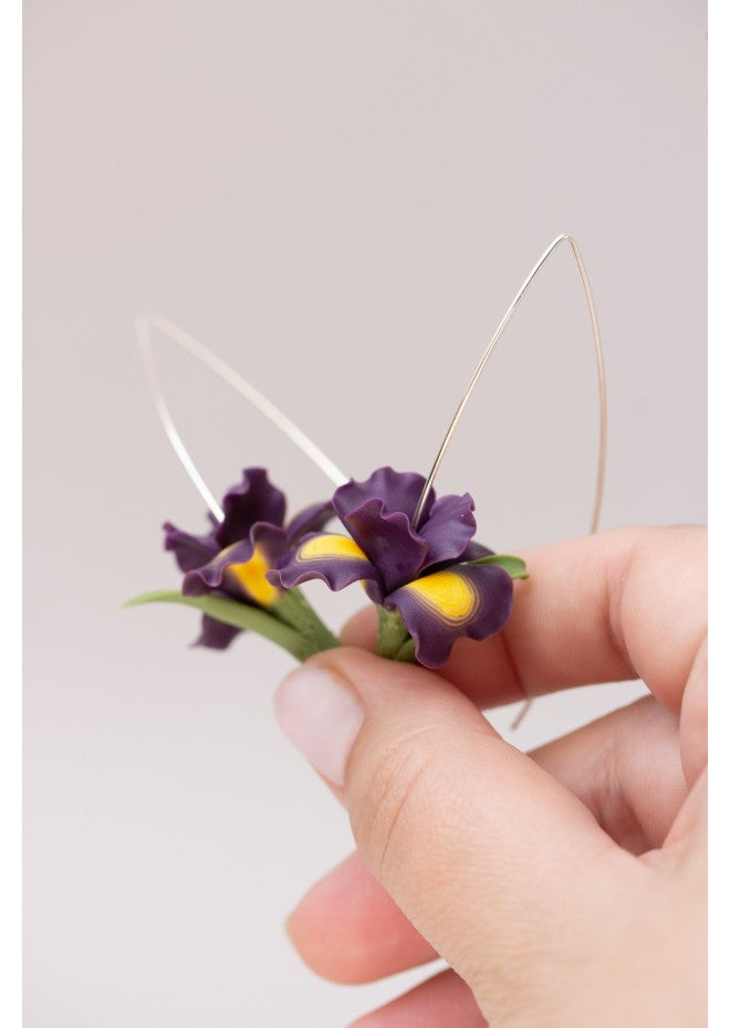 Purple Iris Drop Earrings