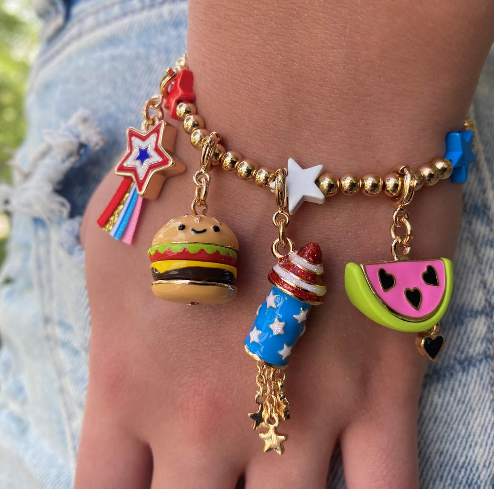Gold Patriotic Shooting Star Charm