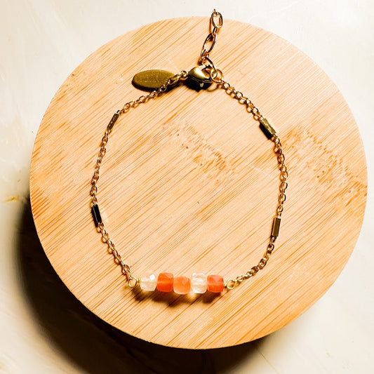 Gem Gradient Bracelet - Rose Quartz & Carnelian