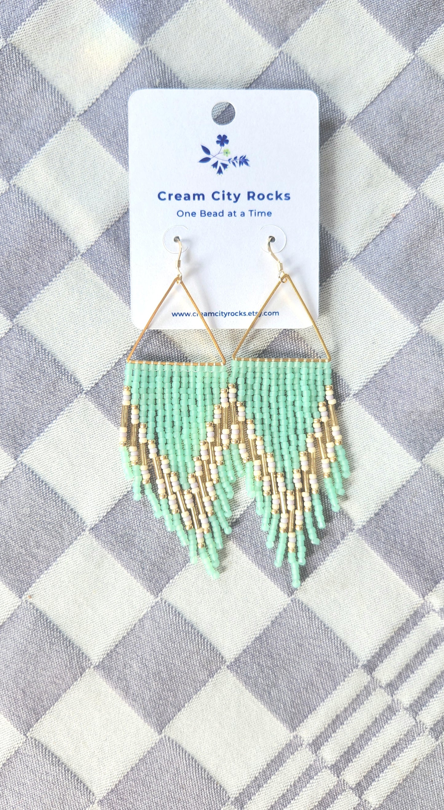 Seafoam & Lilac Beaded Earrings