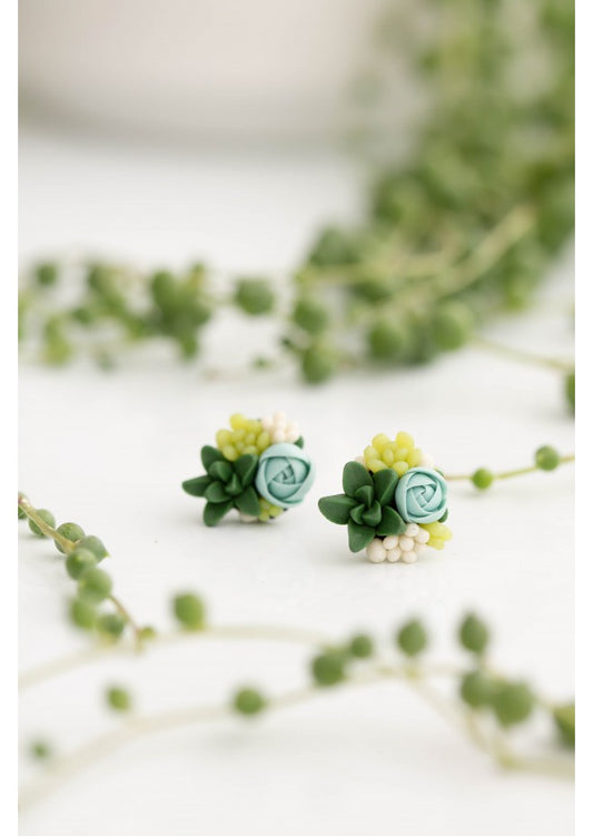 Green & Blue Succulent Studs