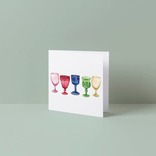 Vintage Wine Glasses Teeny Card