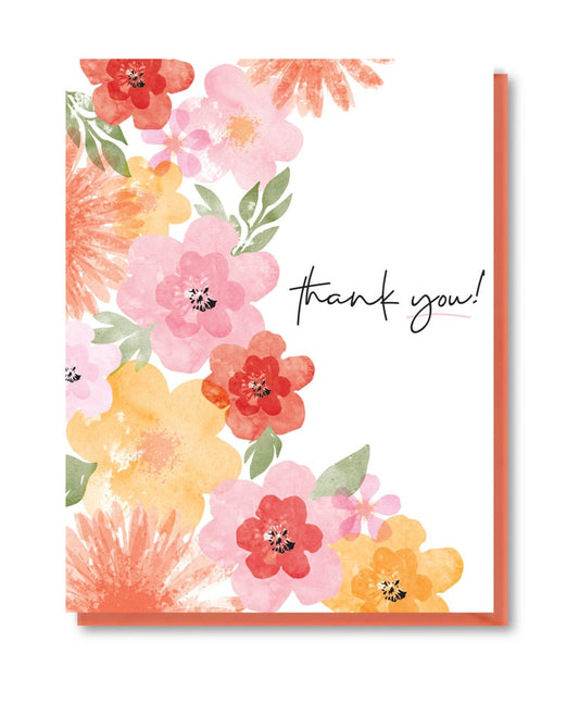 Watercolor Floral Thank You Card By Doodle Bird Designs