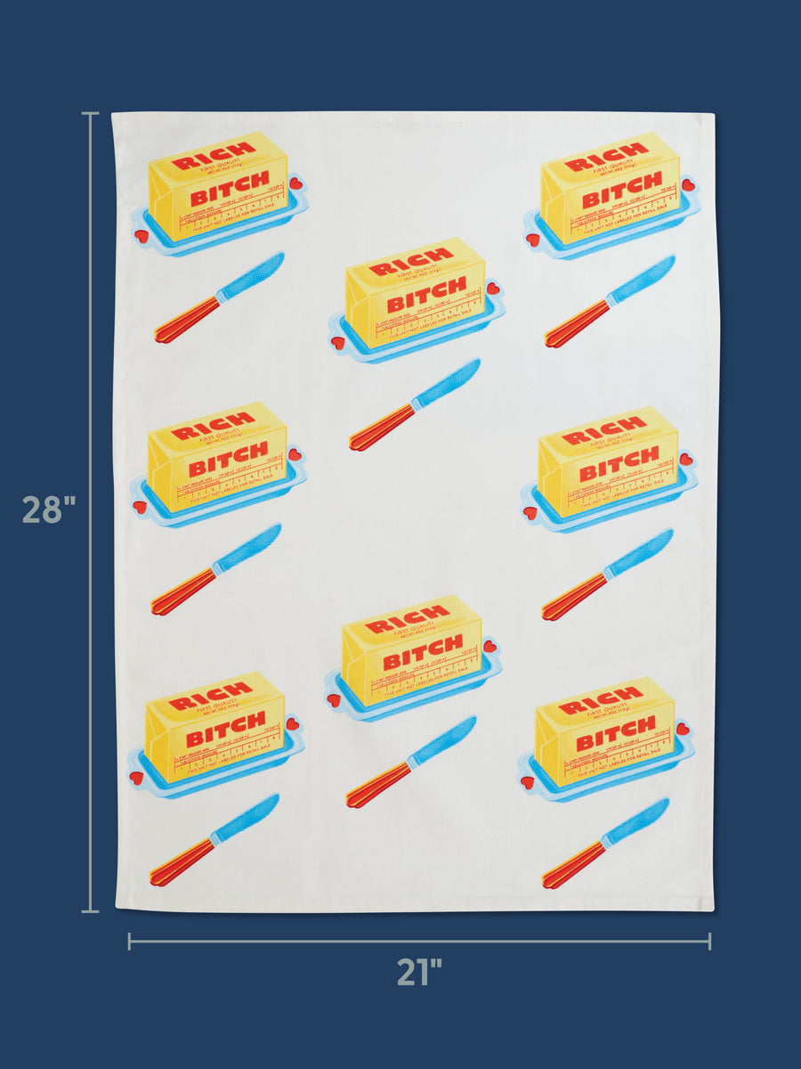 Rich Bitch Printed Dish Towel