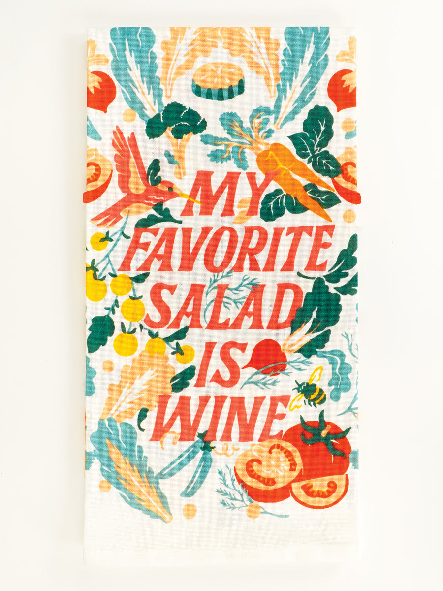 My Favorite Salad Is Wine Printed Dish Towel