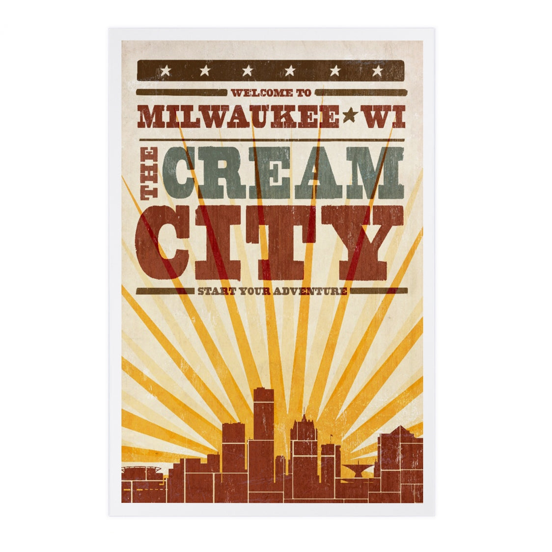 Milwaukee Skyline & Sunburst Premium Postcard