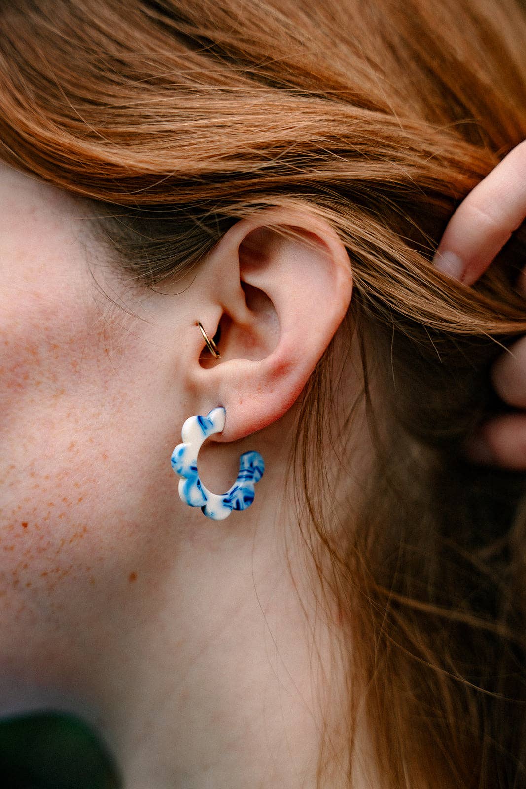 Flora Mini Hoops - Greek Goddess Blue