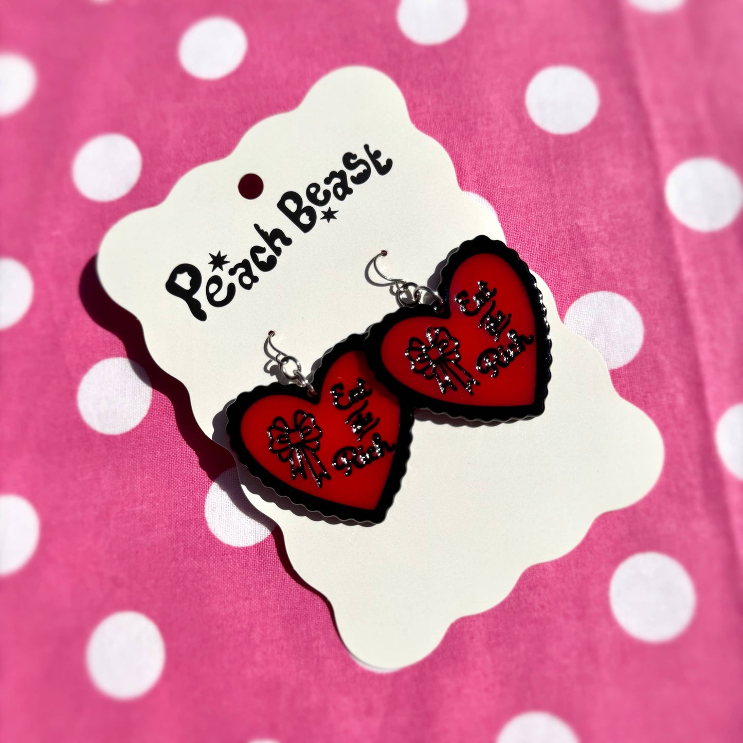 Eat The Rich Heart Statement Earrings