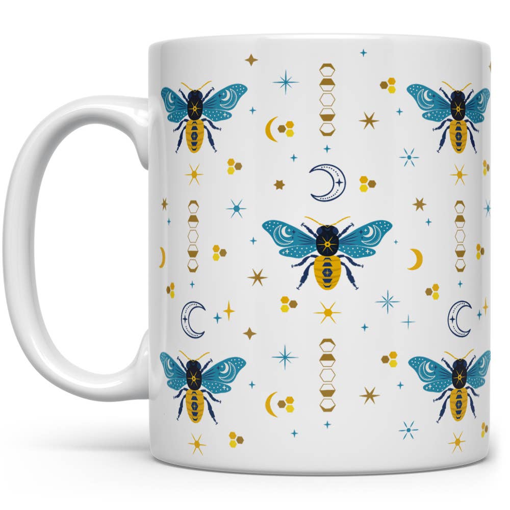 Celestial Bee Pattern Ceramic Mug