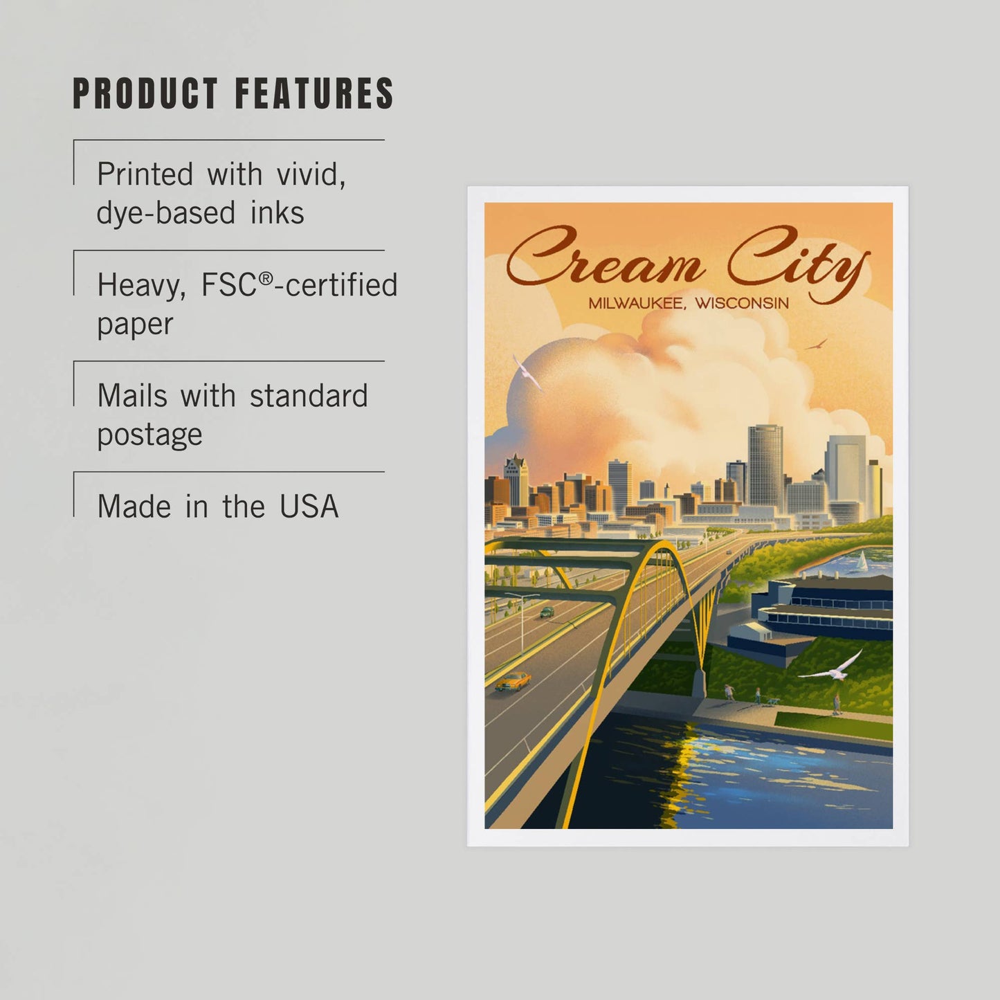 Premium Postcard Milwaukee, Wisconsin Cream City Lithograph