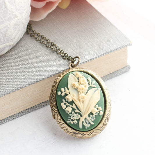 Lily of The Valley Cameo Locket