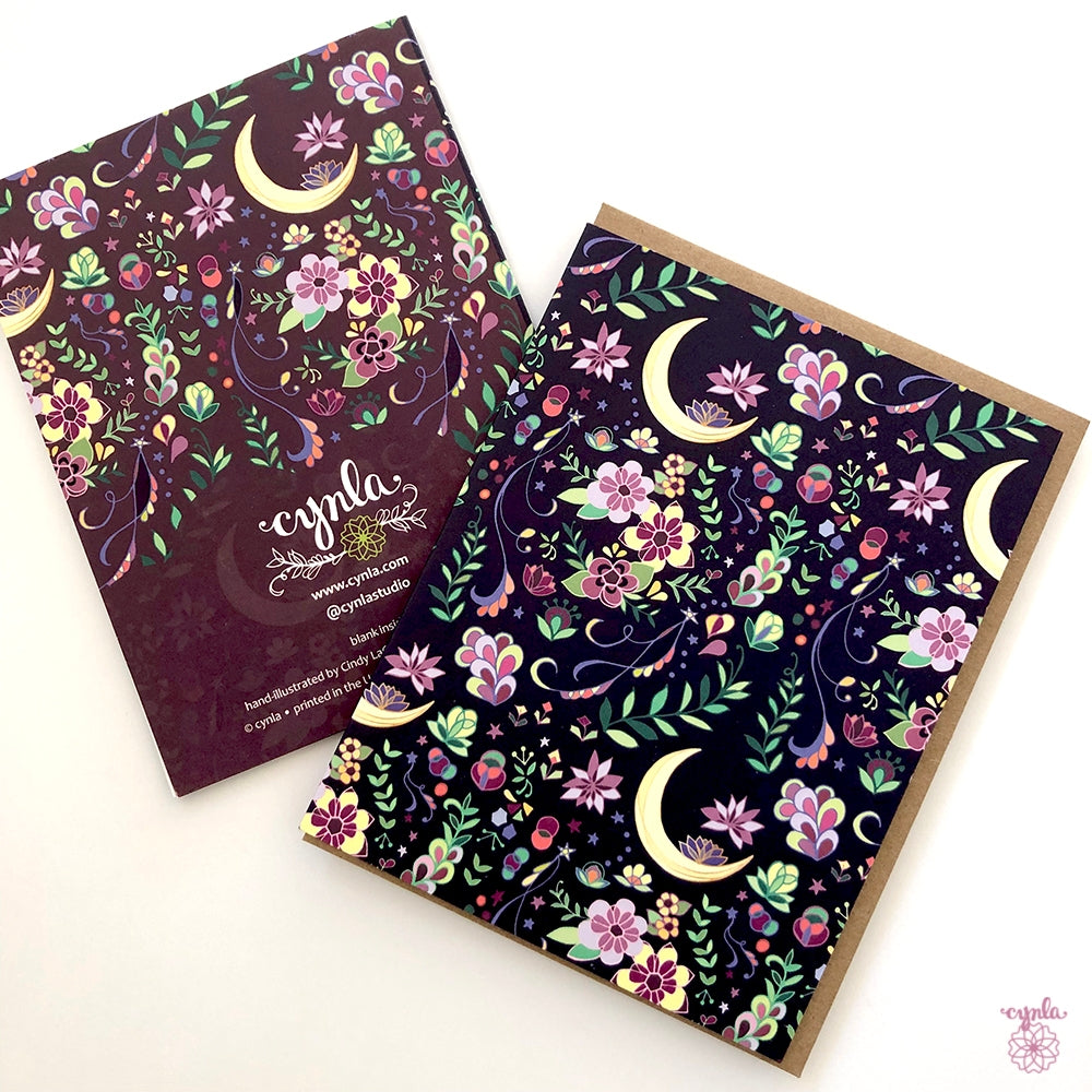 Crescent Moon Flowers Box of 8 Cards