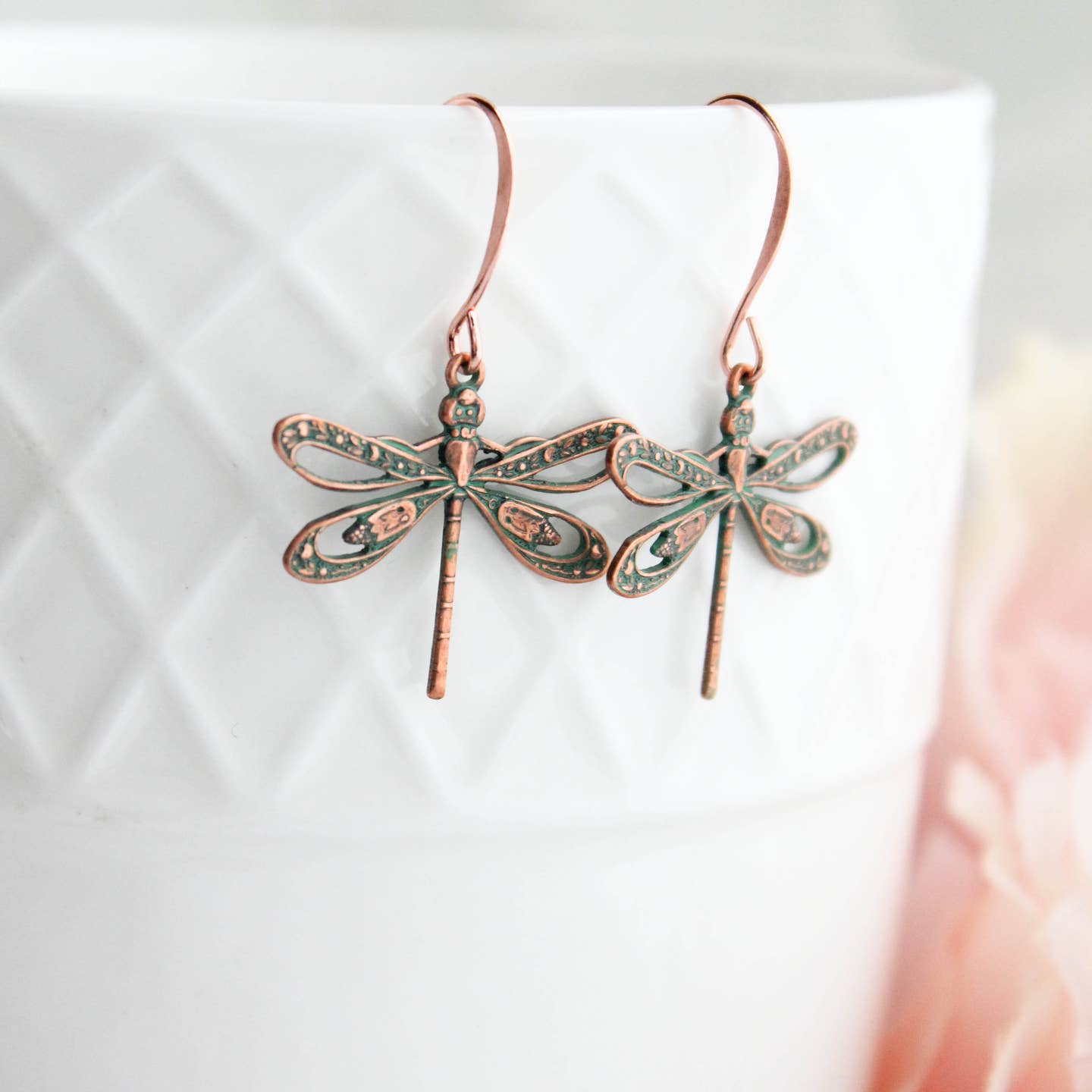 Dragonfly Earrings Mint Copper