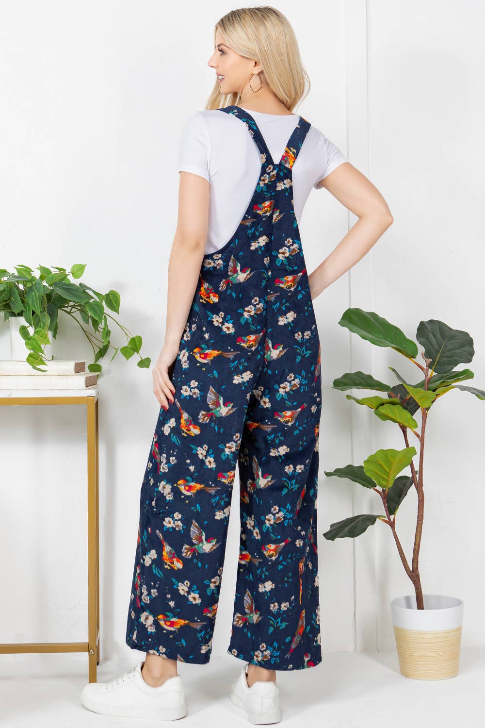 Colorful Bird Corduroy Overall