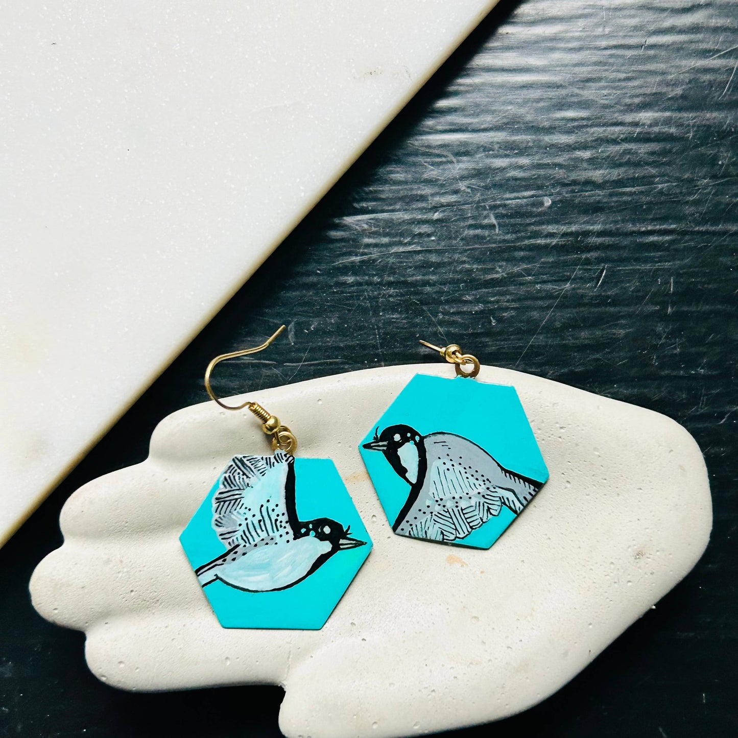 One-of-a-Kind Earrings: Chickadee