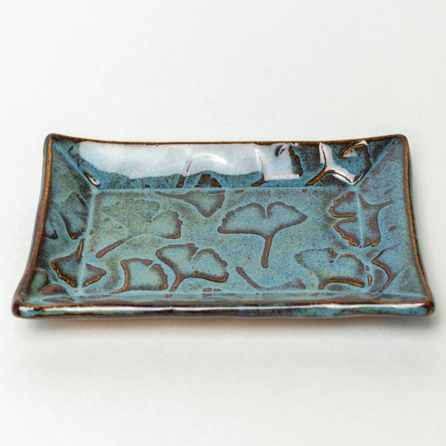 Blue Ginkgo Patterned Ceramic Trinket Dish