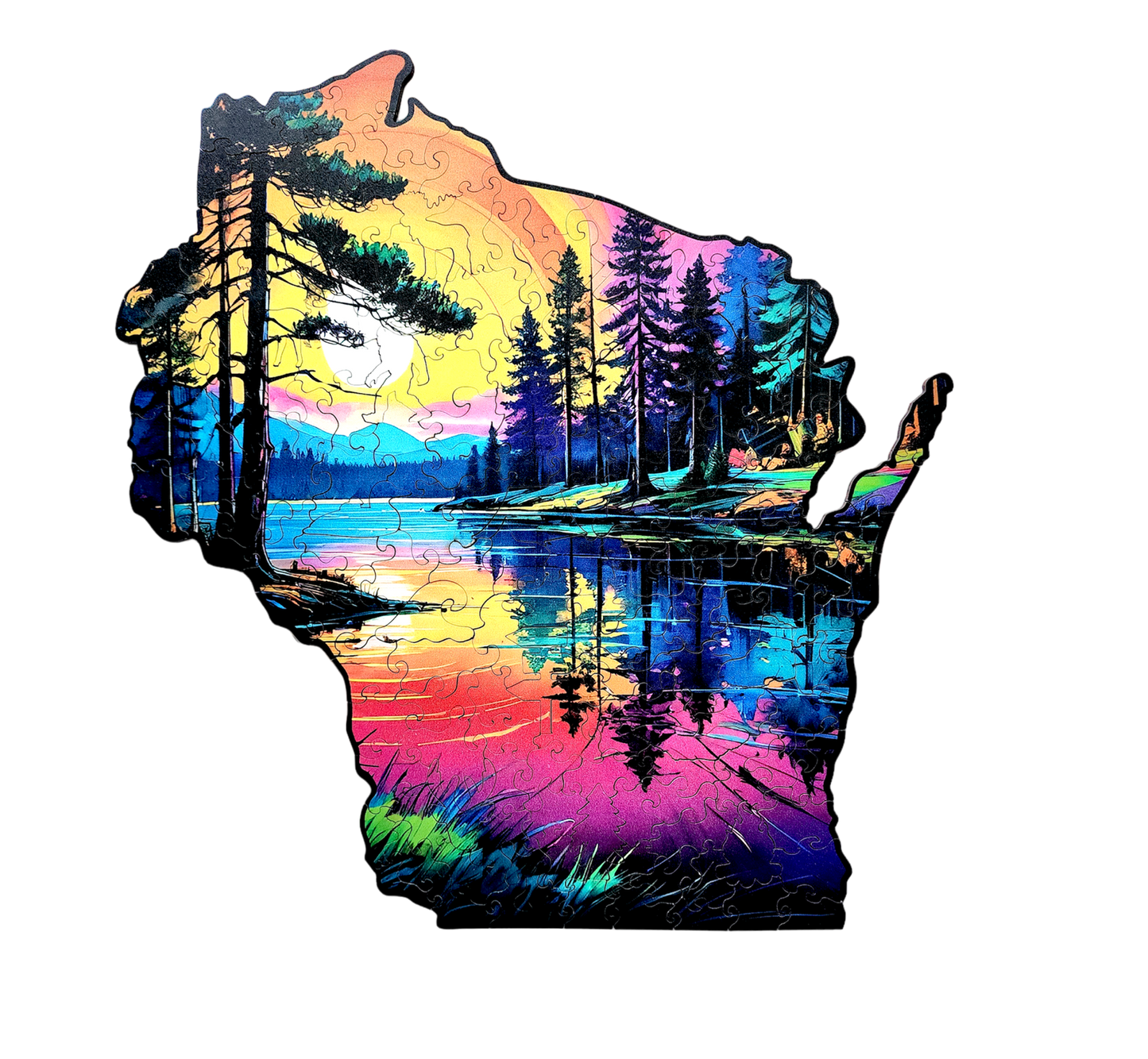 WI state wooden puzzle / Sunset