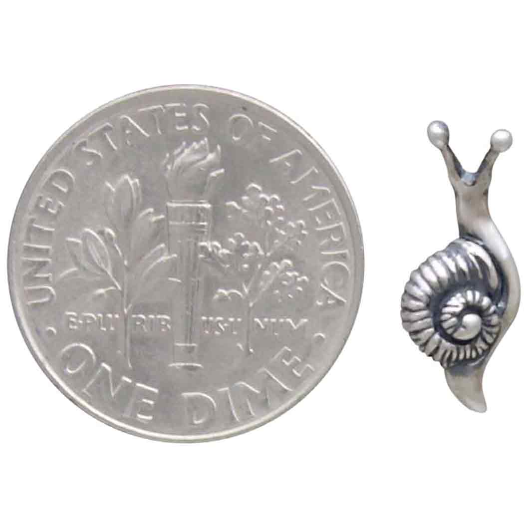Sterling Silver or Bronze Tiny Snail Post Earrings 6x14mm