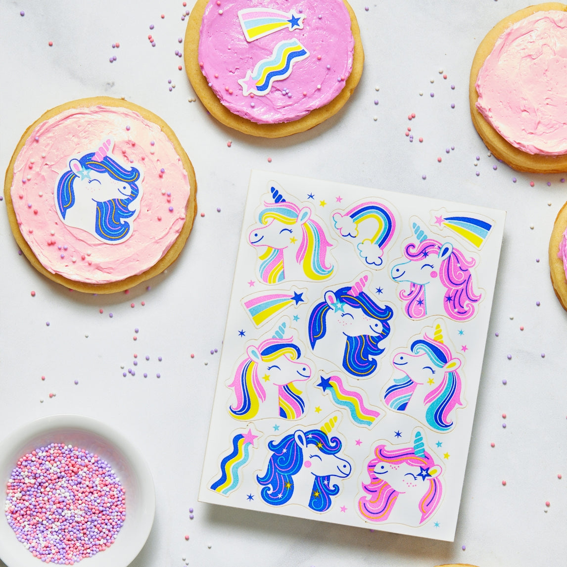 Unicorn Rainbow Edible Cookie & Cupcake Toppers