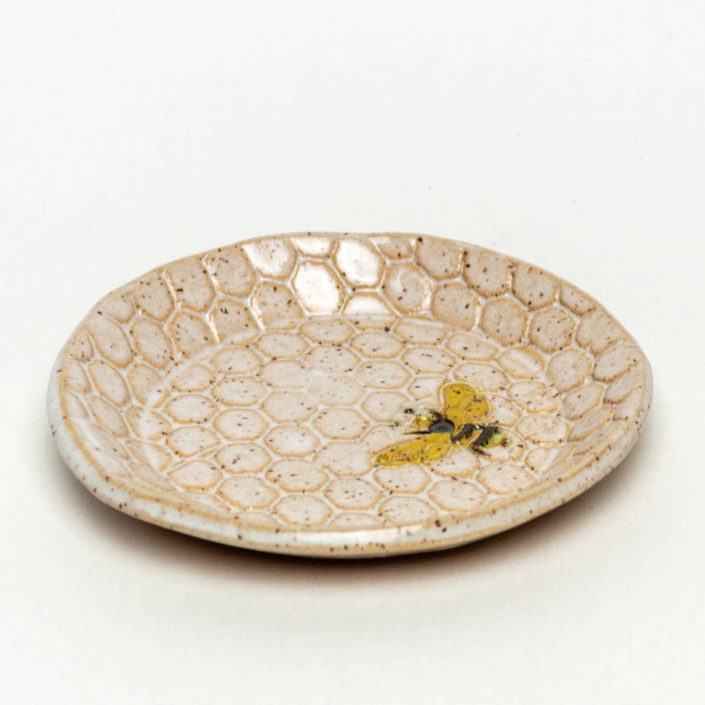 Honey Bee Pattern Ceramic Round Trinket Dish