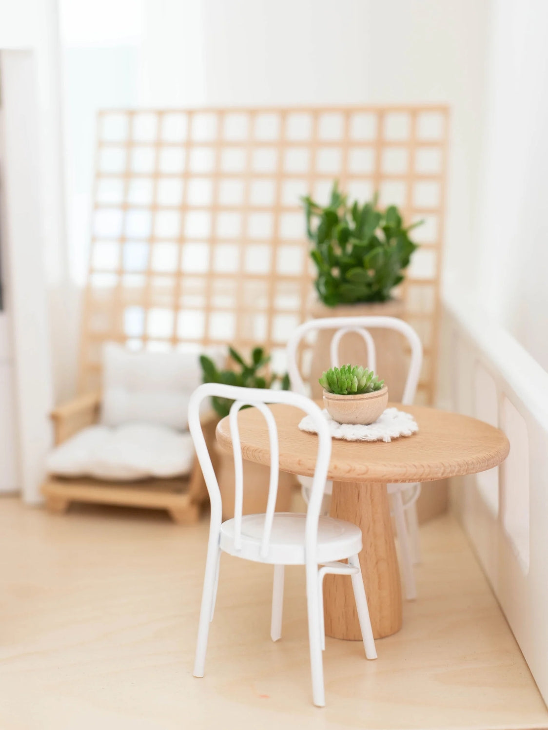 Dollhouse Round Bistro Dining Table Natural Wood