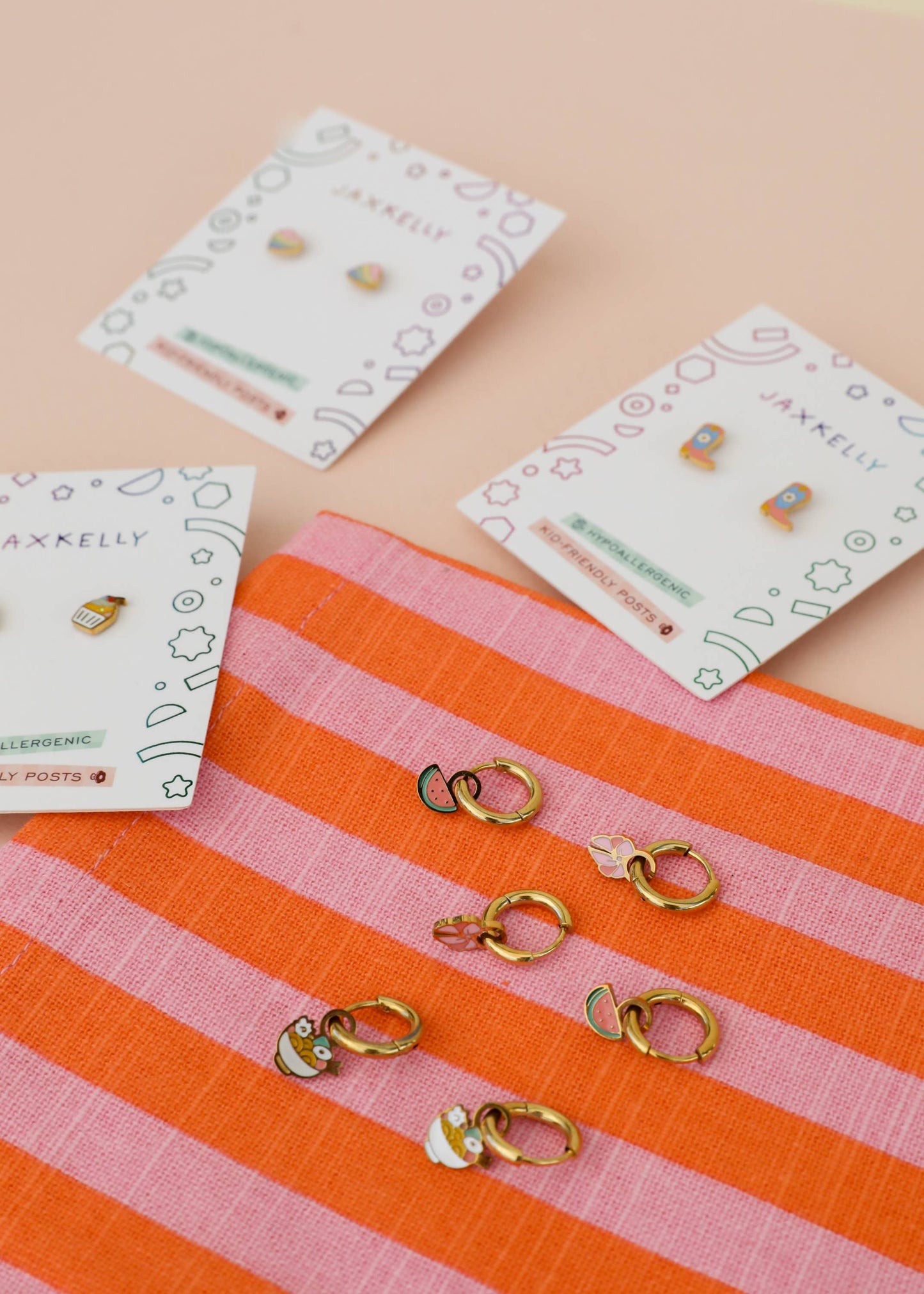Heart Enamel Flat Back Kids Earrings