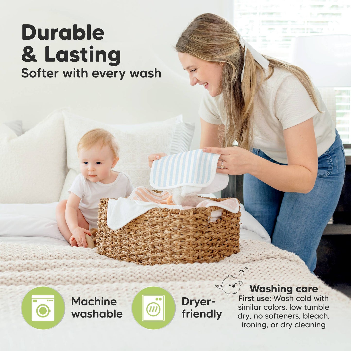 6-Pack Organic Cami Baby Washcloths for Face & Bath Towels
