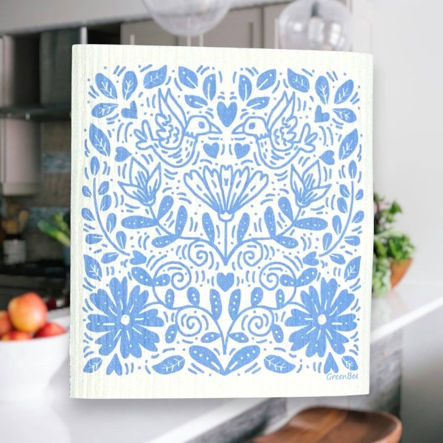 Blue Floral Pattern Swedish Dishcloth