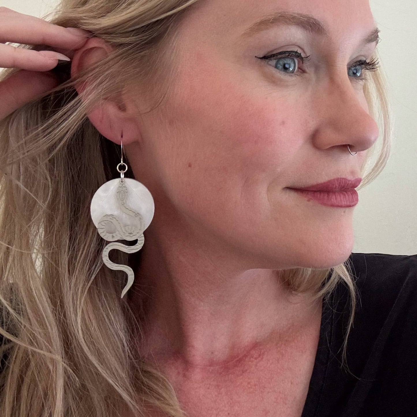 Silver Snake Earrings: Solid