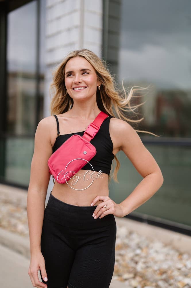 Nylon Belt Bag- Raspberry