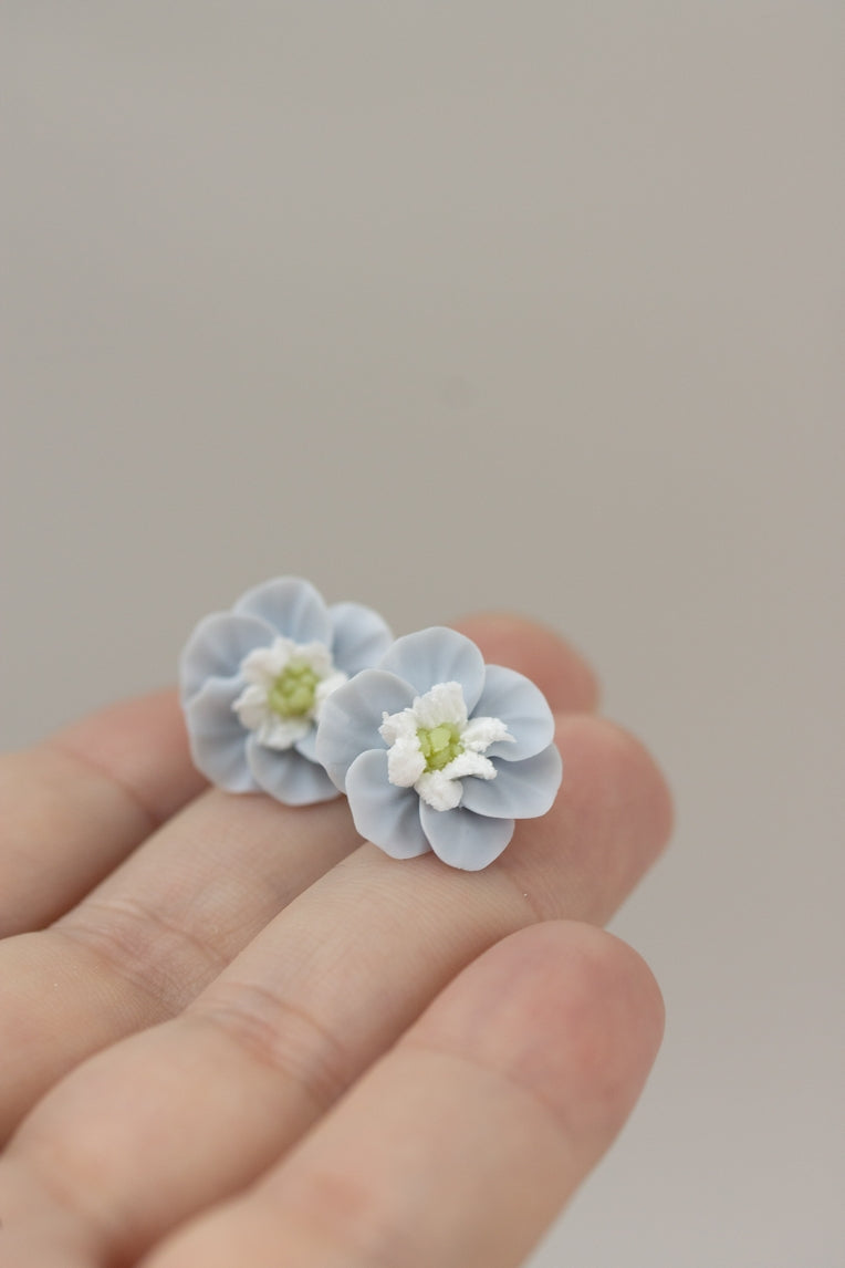 Delicate Blue Flowers Stud Earrings