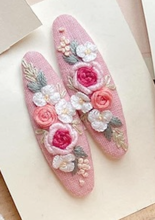 Floral Embroidered Hair Barrette, Gemma Collection 🪡