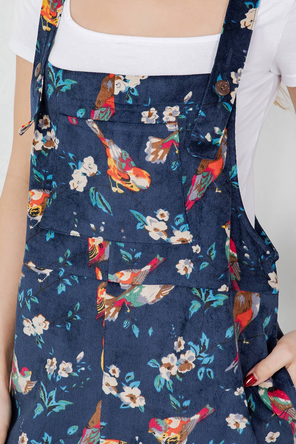 Colorful Bird Corduroy Overall
