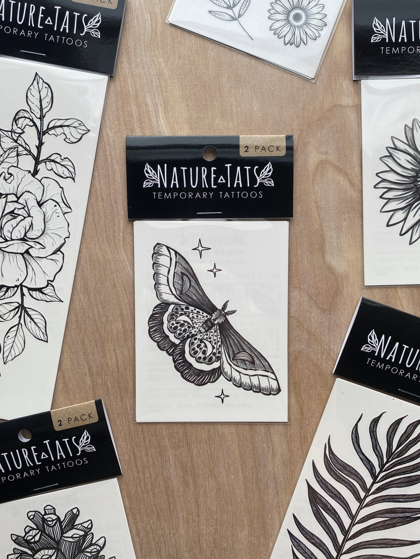 Night Moth Temporary Tattoo 2-Pack