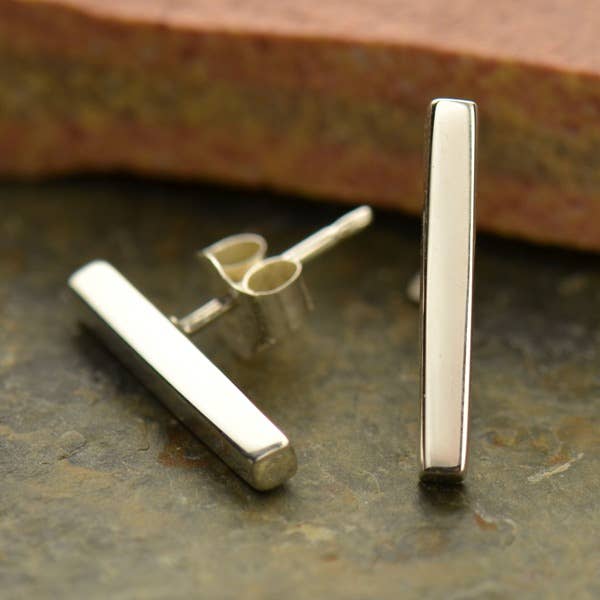 Sterling Silver or Gold Bar Post Earring 15x2mm