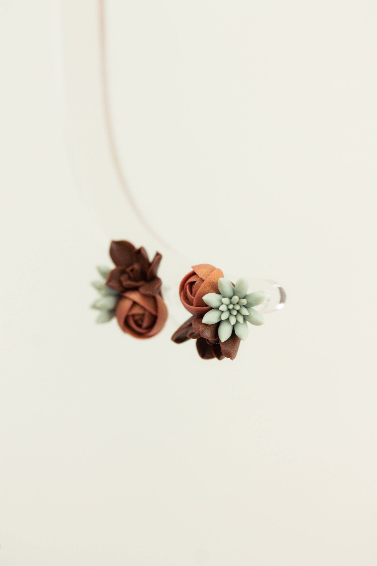 Succulent-Inspired Earrings – Handmade Polymer Clay Jewelry